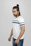 JACOB LOUIS White-Grey-Blue Striped Trendy Men's Premium Round Neck T-Shirt ⭐⭐⭐⭐⭐