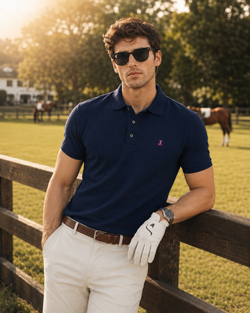 Men’s Premium Cotton Navy Blue Polo T-Shirt with Classic Collar