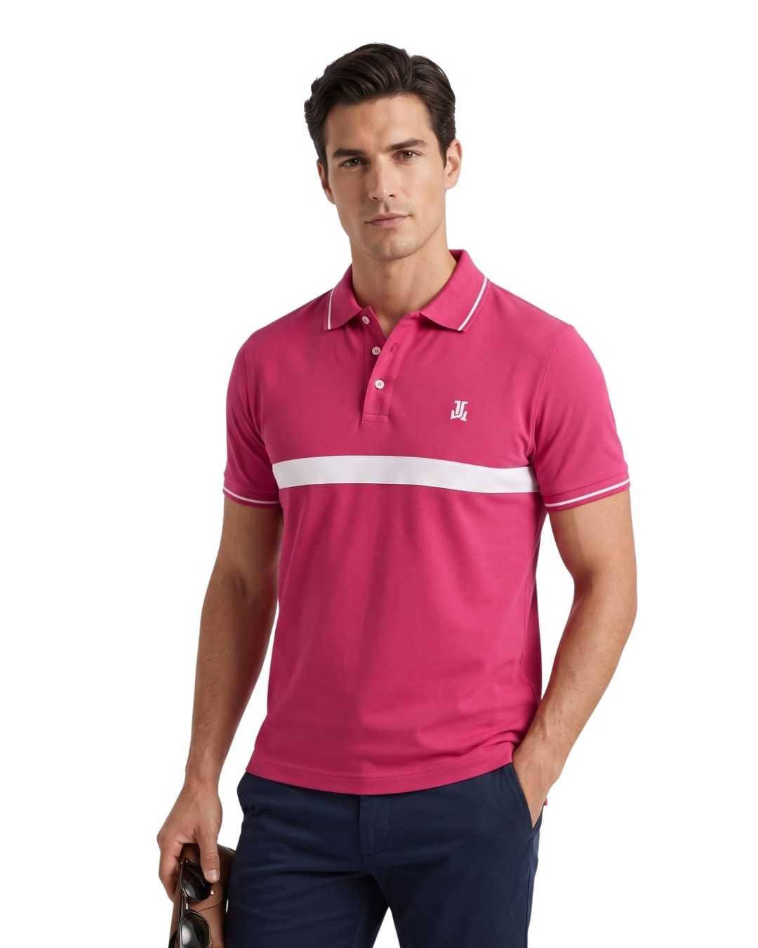 Pink Half Sleeve Poly Cotton Fabric Polo T-Shirt | For Men
