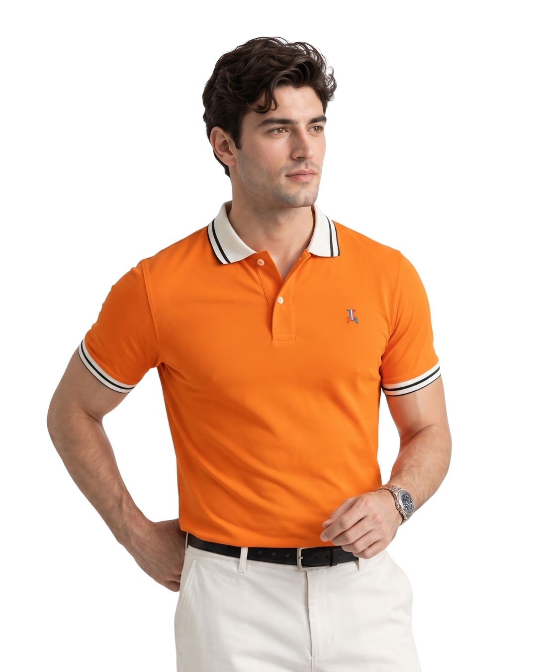 Orange Half Sleeve Pure Cotton Fabric Polo T-Shirt | For Men