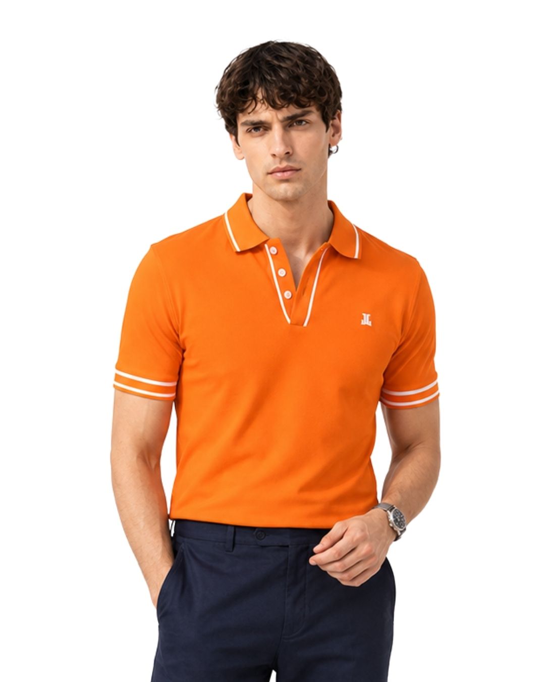 Orange Half Sleeve Pure Cotton Fabric Polo T-Shirt | For Men