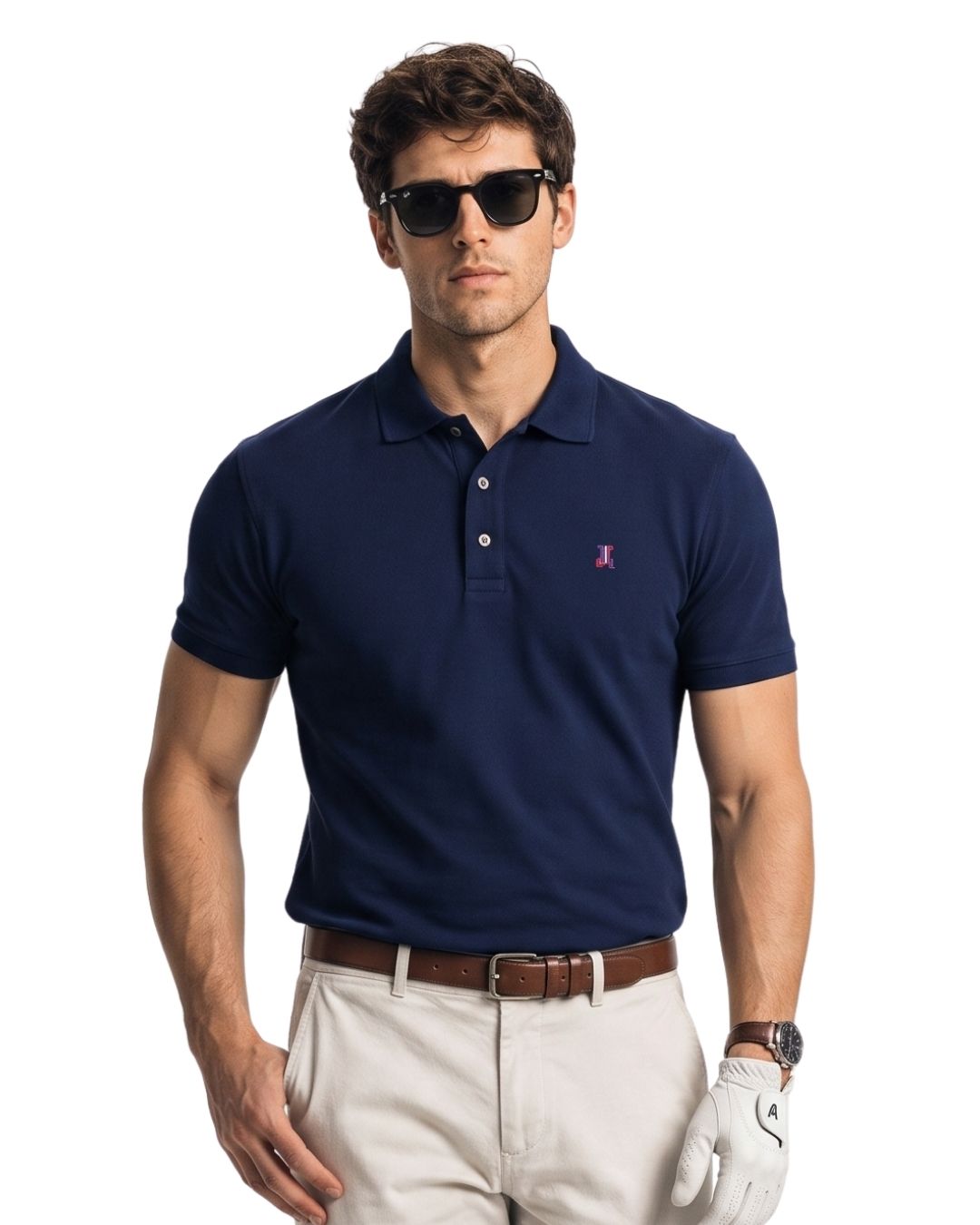 Men’s Premium Cotton Navy Blue Polo T-Shirt with Classic Collar