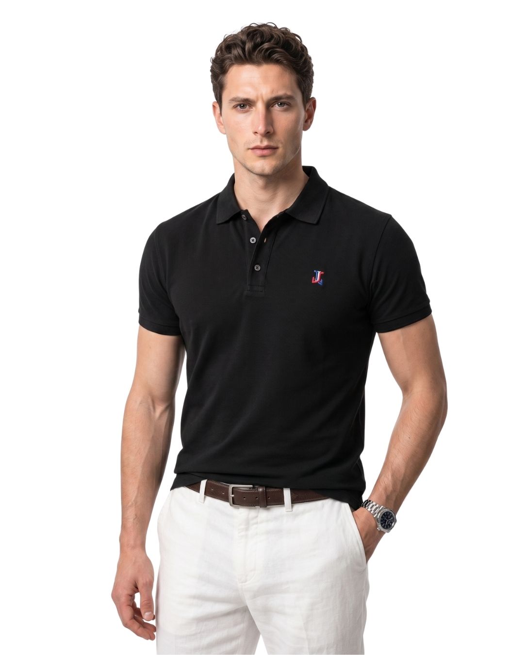 Men’s Premium Cotton Black Polo T-Shirt with Classic Collar