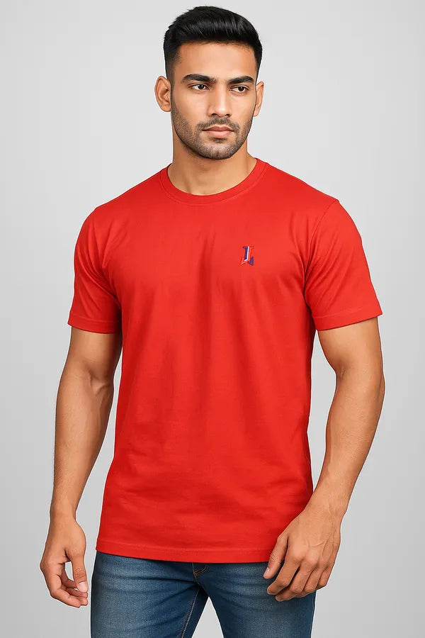 Red Pure Cotton Round Neck T-Shirt