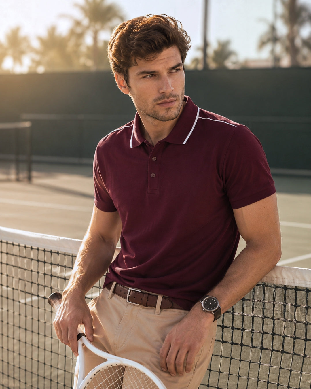 Wine Pure Cotton Polo T-Shirt
