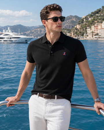 Men’s Premium Cotton Black Polo T-Shirt with Classic Collar