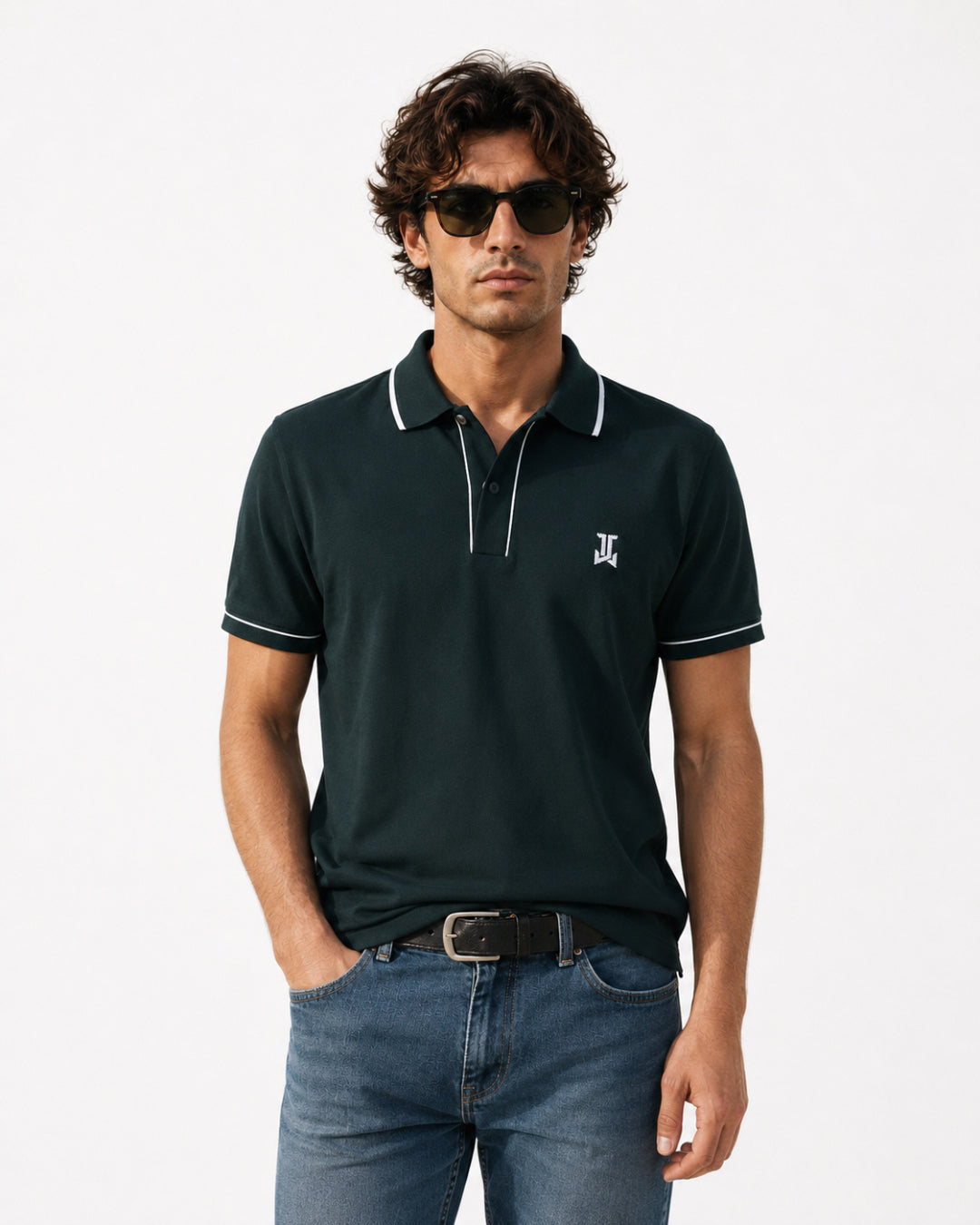 Men’s Premium Cotton Piping Polo T-Shirt - (Bottle Green)