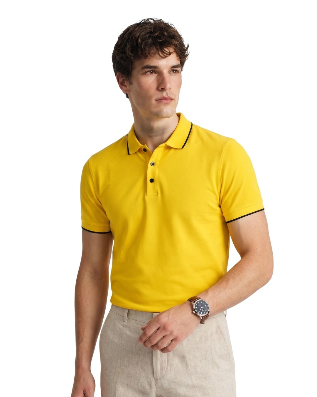 Men Half Sleeve Yellow Polo T-Shirt