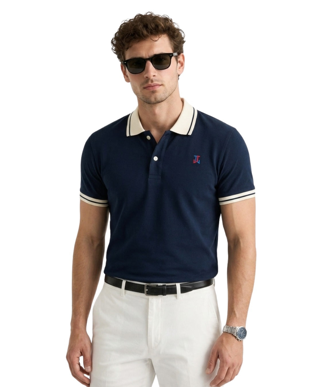Dark Navy Blue Half Sleeve Pure Cotton Fabric Polo T-Shirt | For Men