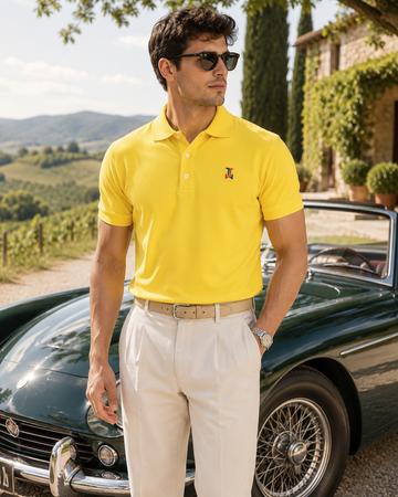 Men’s Premium Cotton Bright Yellow Polo T-Shirt with Classic Collar