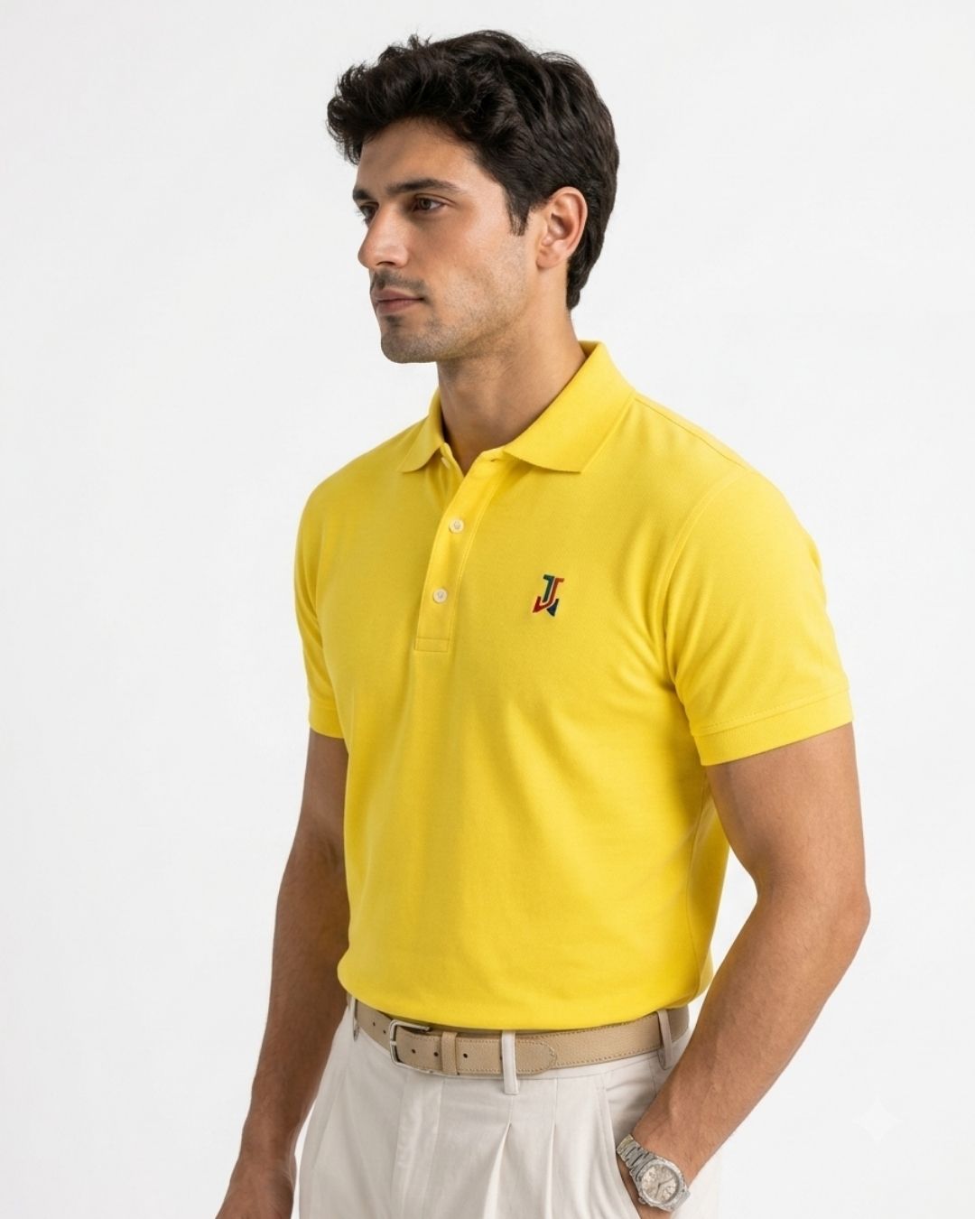 Yellow Half Sleeve Pure Cotton Fabric Polo T-Shirt | For Men