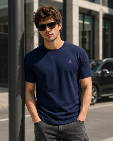 Men’s Premium Crew-Neck Cotton T-Shirt - (Navy Blue)