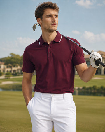 Wine Pure Cotton Polo T-Shirt