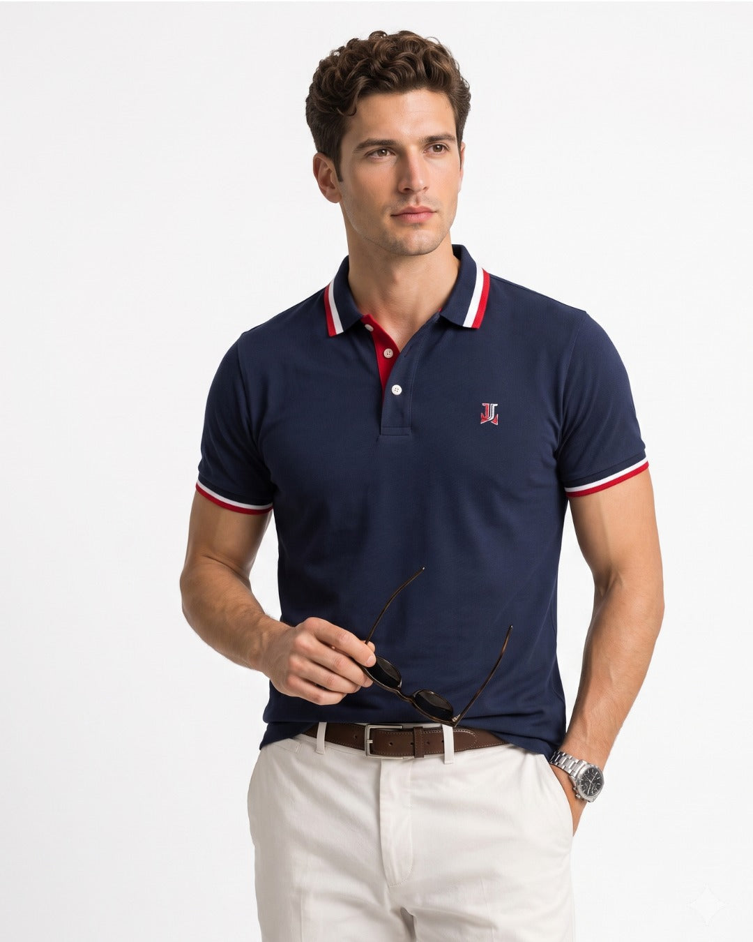 Navy Blue Half Sleeve Pure Cotton Fabric Polo T-Shirt | For Men