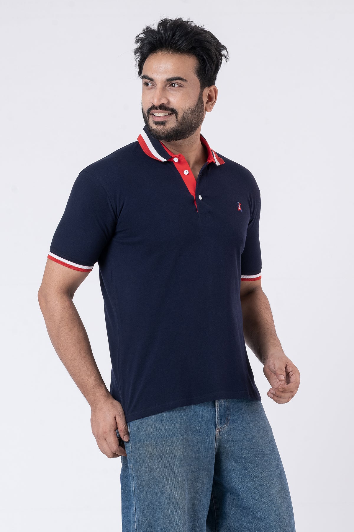 JACOB LOUIS Cotton Blended Regular Fit Polo T-Shirt for men
