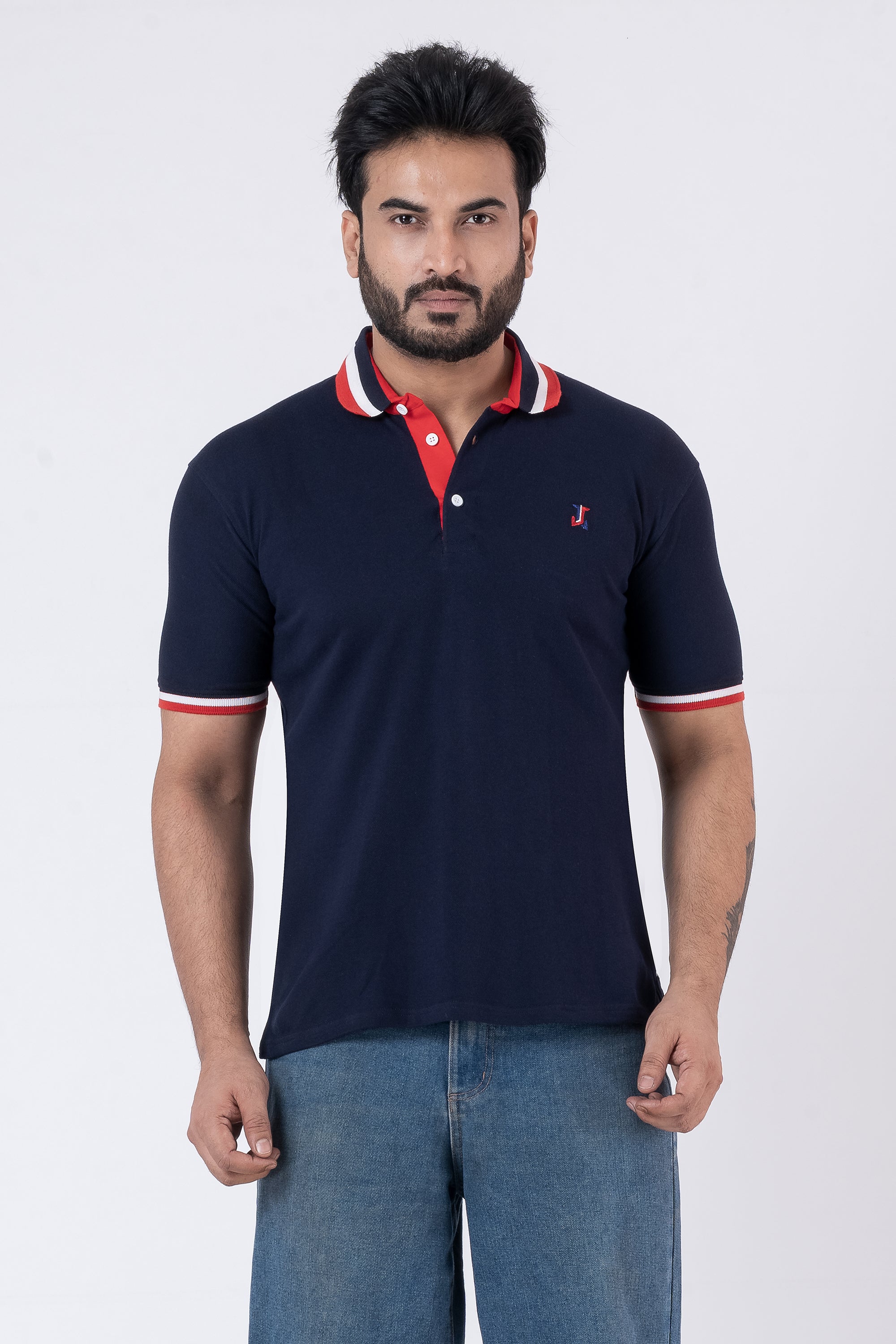 JACOB LOUIS Cotton Blended Regular Fit Polo T-Shirt for men