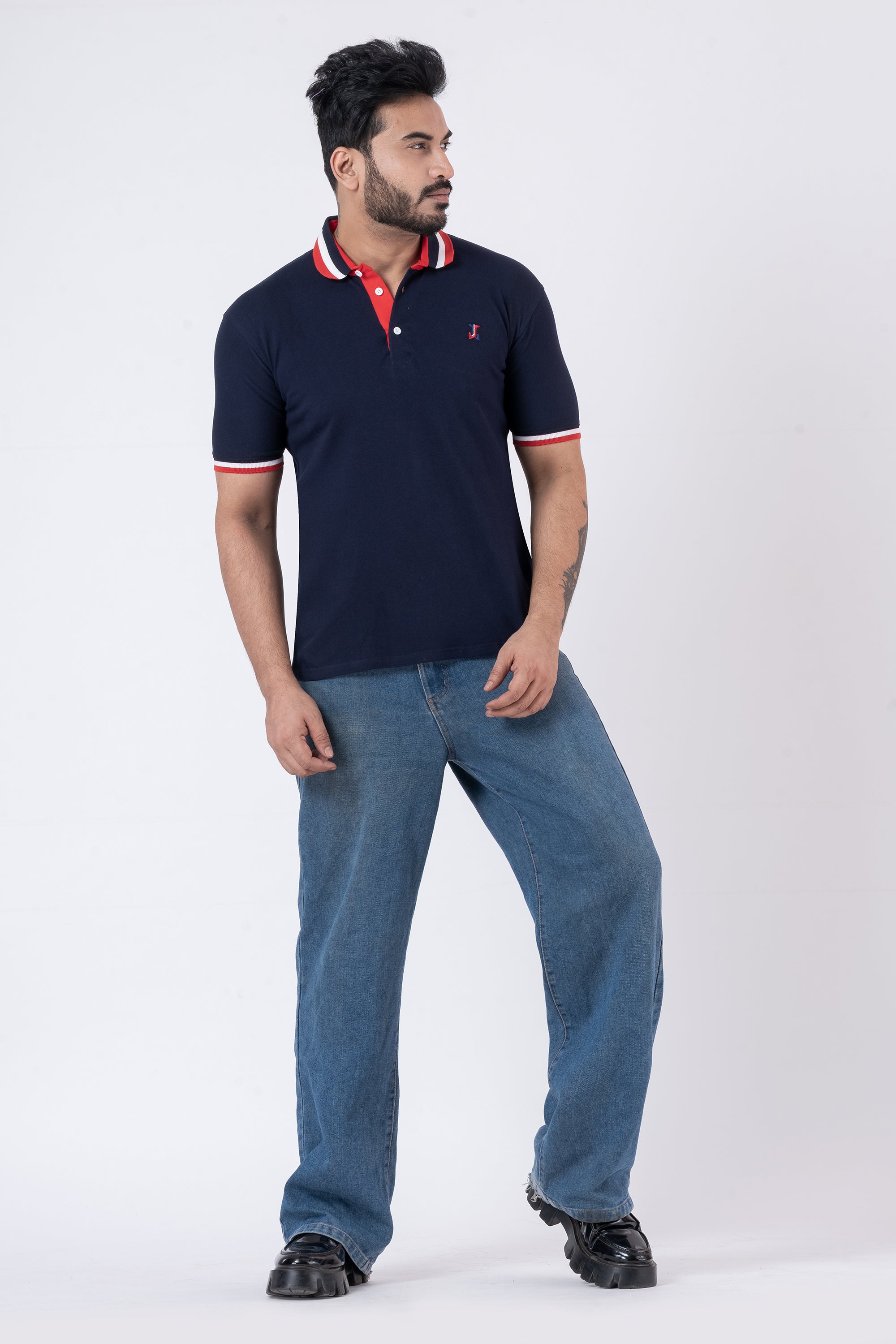 JACOB LOUIS Cotton Blended Regular Fit Polo T-Shirt for men