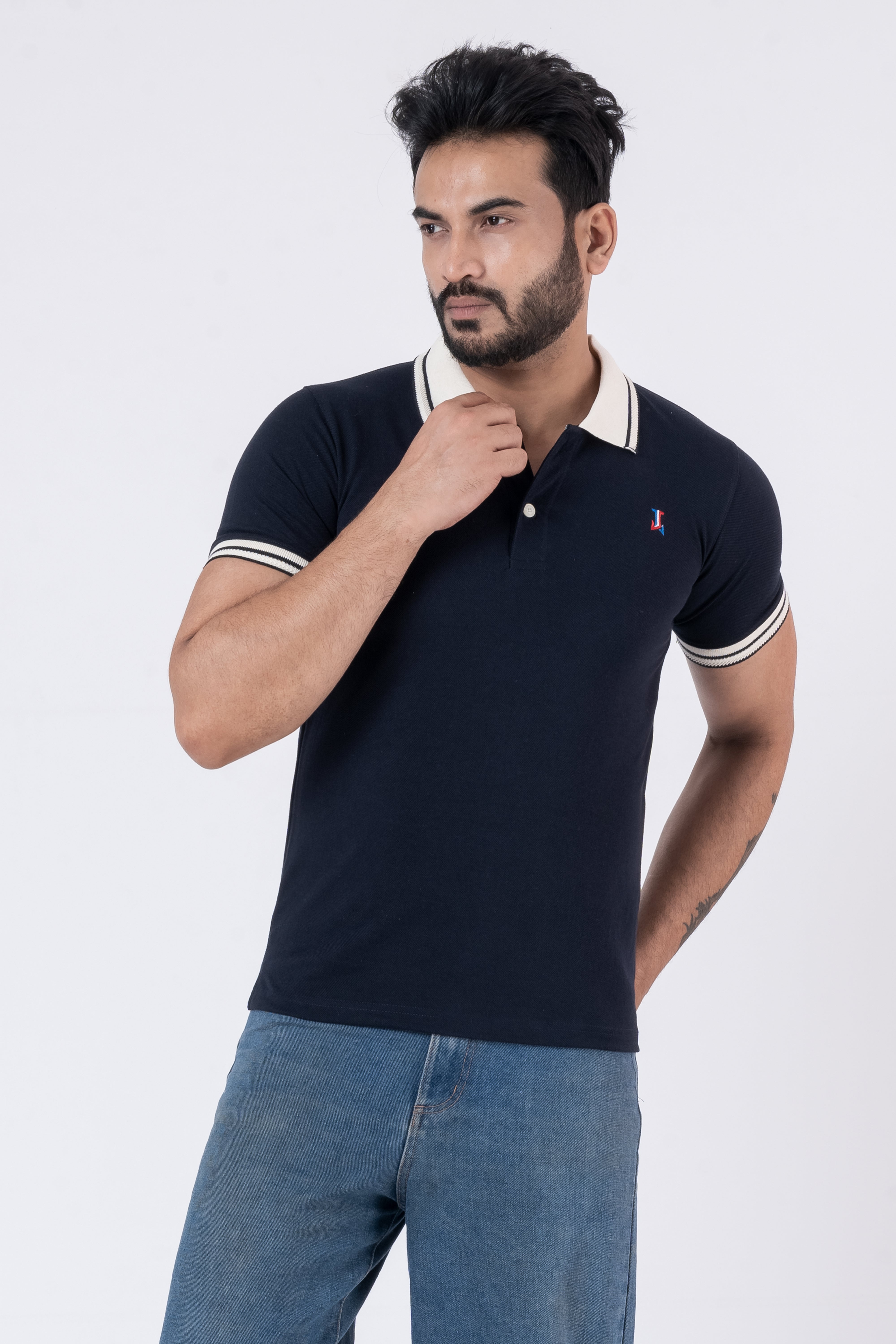 JACOB LOUIS  Cotton Blended Regular Fit Polo T-Shirt for men