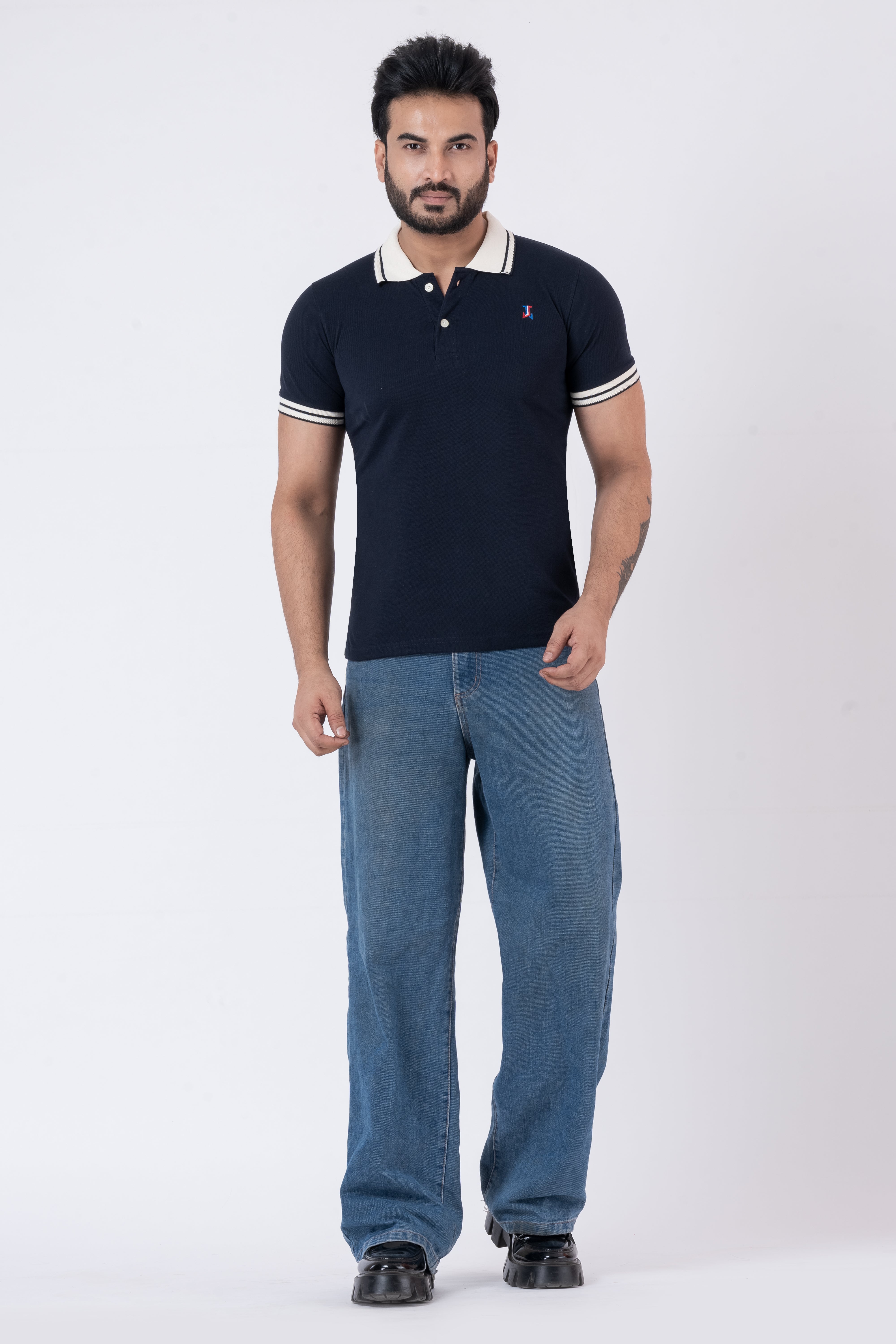 JACOB LOUIS  Cotton Blended Regular Fit Polo T-Shirt for men