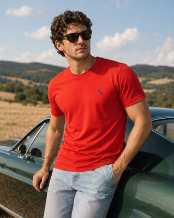 Men’s Premium Crew-Neck Cotton T-Shirt - (Classic Red)