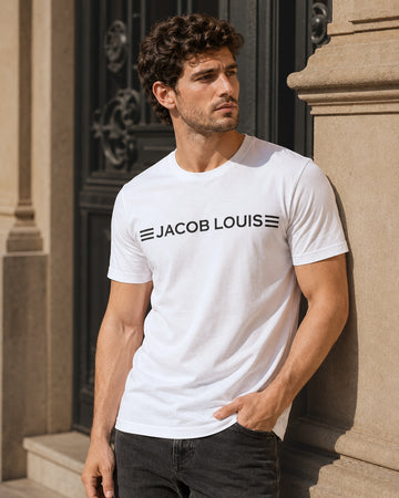 Men’s Premium Logo Print Crew-Neck Cotton T-Shirt - (White)