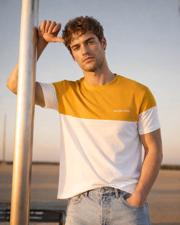 Men’s Premium Crew-Neck T-Shirt - (Mustard & White)