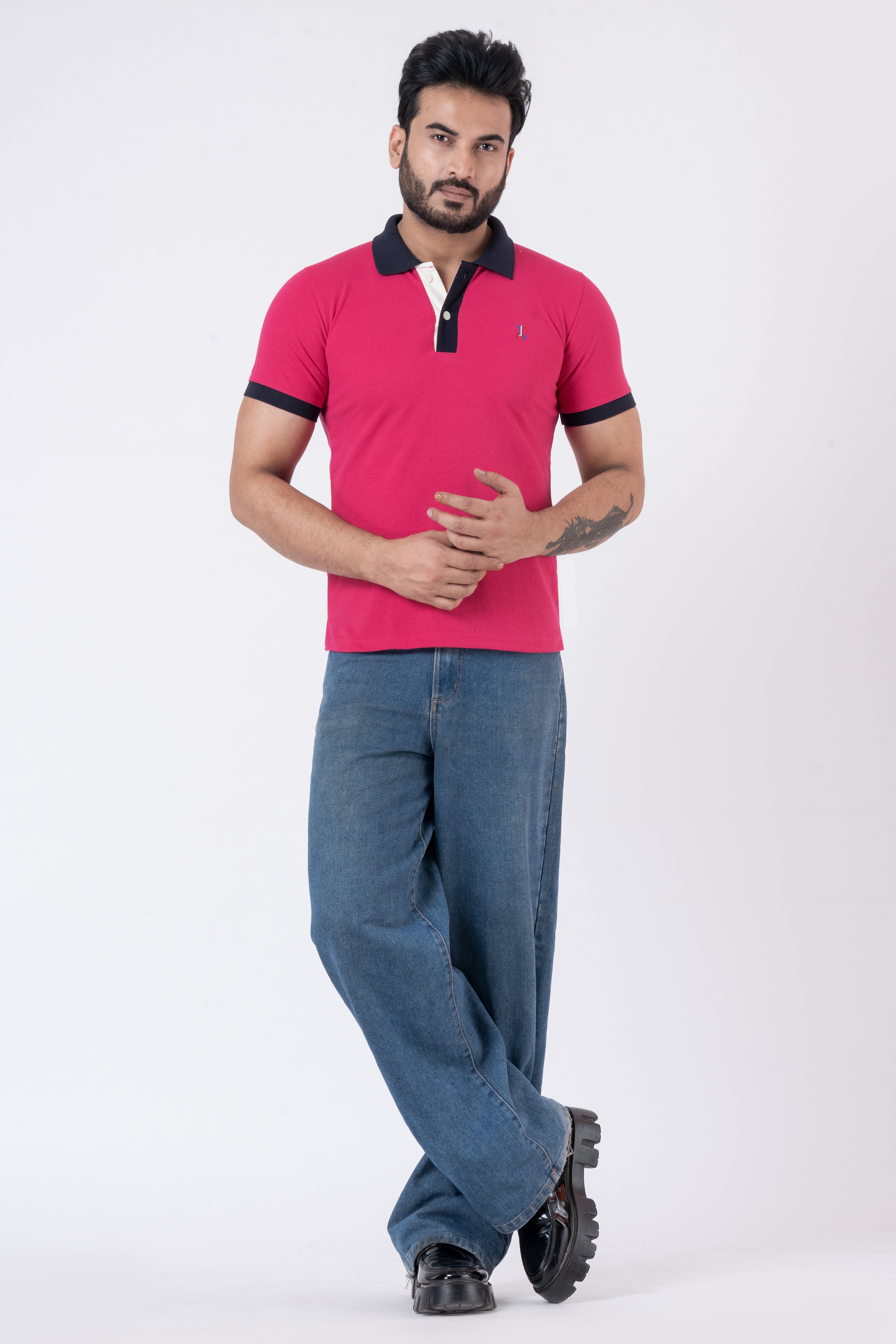 JACOB LOUIS  Cotton Blended Regular Fit Polo T-Shirt for men