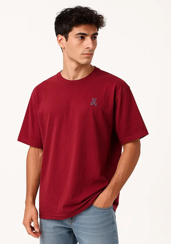 Solid Polo Neck Pure Cotton Wine Colour T-Shirt For Men