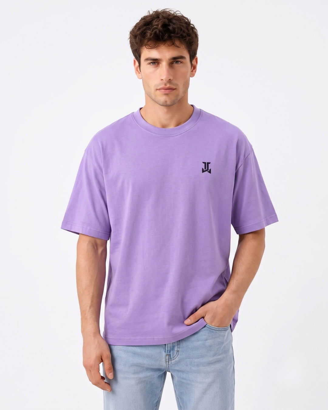 Men’s Oversized Signature Logo Crew-Neck T-Shirt - (Lavender)