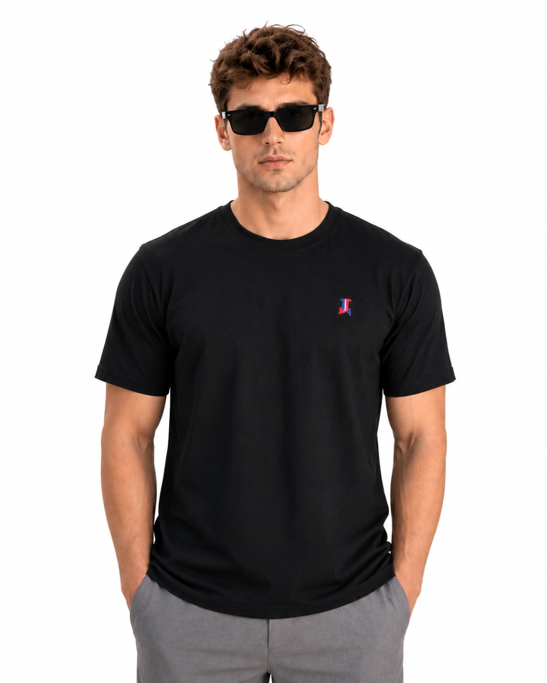 Black Pure Cotton Round Neck T-Shirt