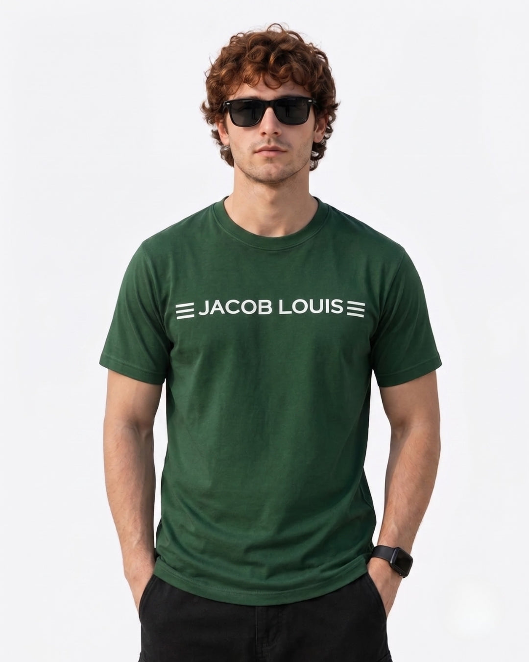 Men’s Premium Logo Print Crew-Neck Cotton T-Shirt - (Dark Green )