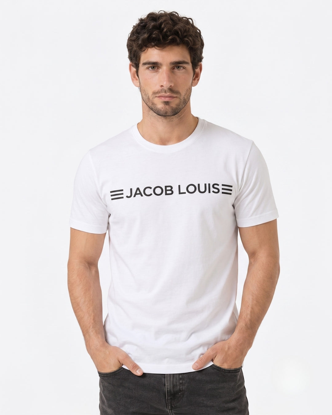 Men’s Premium Logo Print Crew-Neck Cotton T-Shirt - (White)