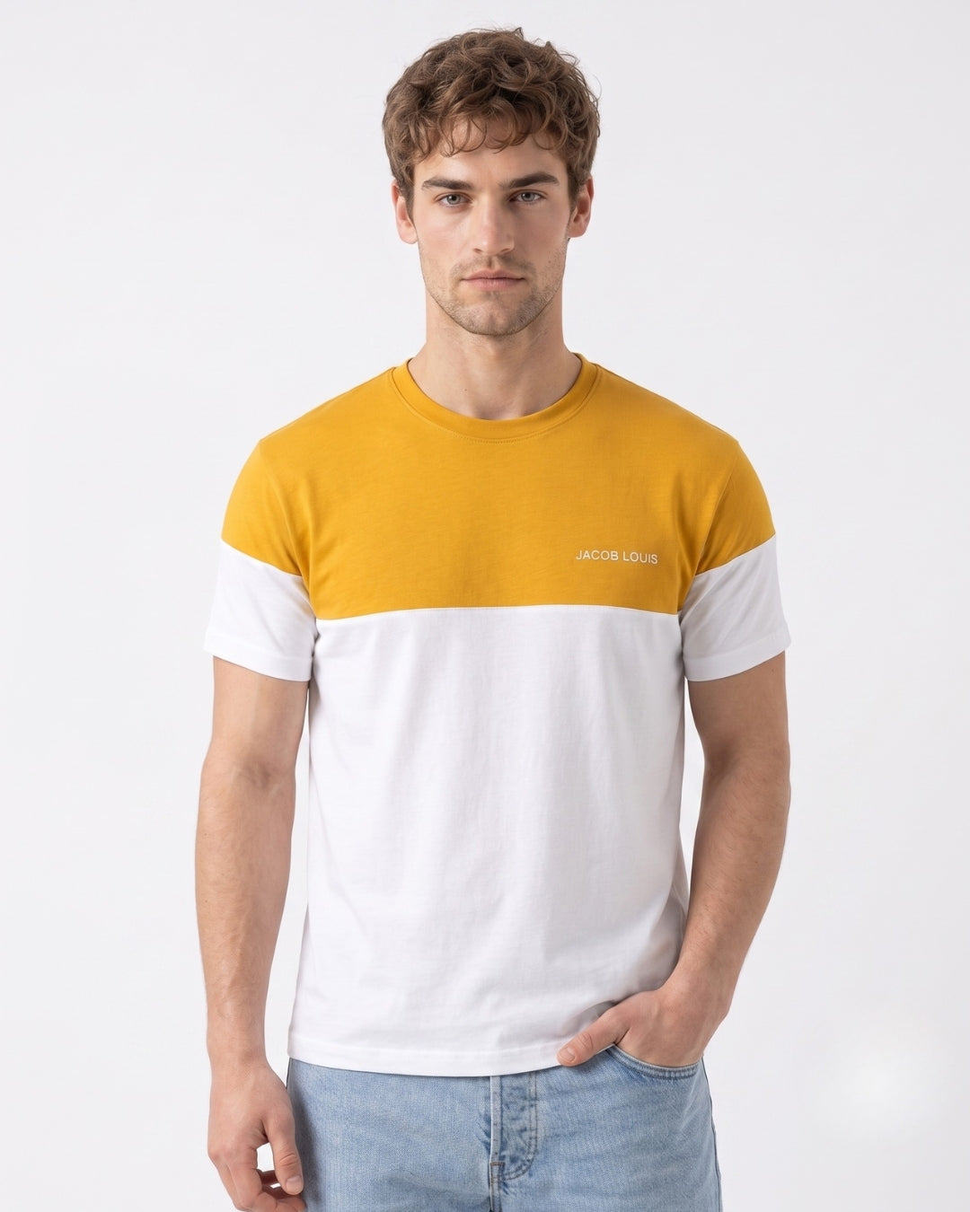 Men’s Premium Crew-Neck T-Shirt - (Mustard & White)