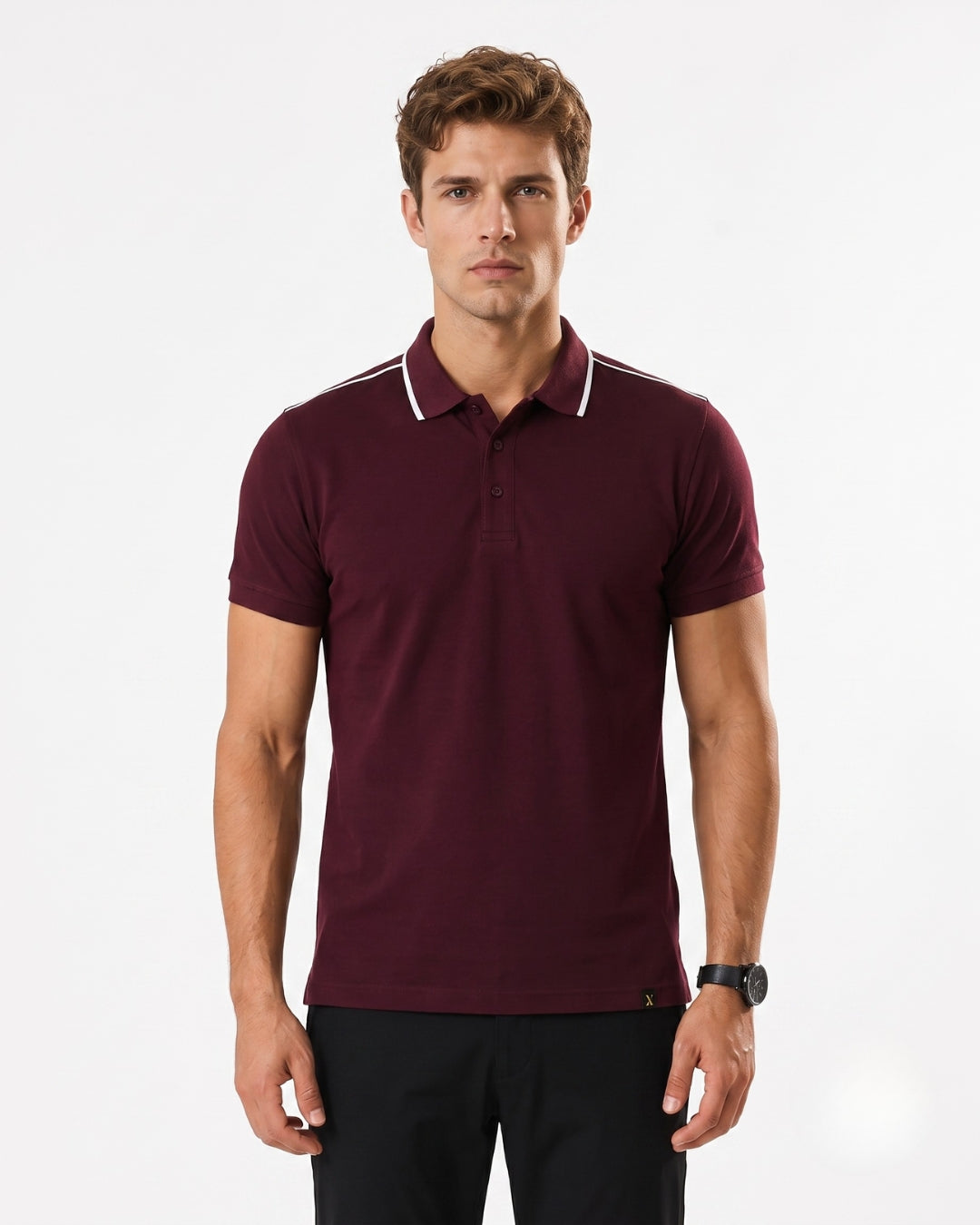 Men Half Sleeve Wine Polo T-Shirt Price