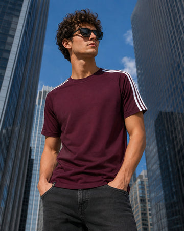 Men’s Signature Stripe Raglan T-Shirt - (Maroon)