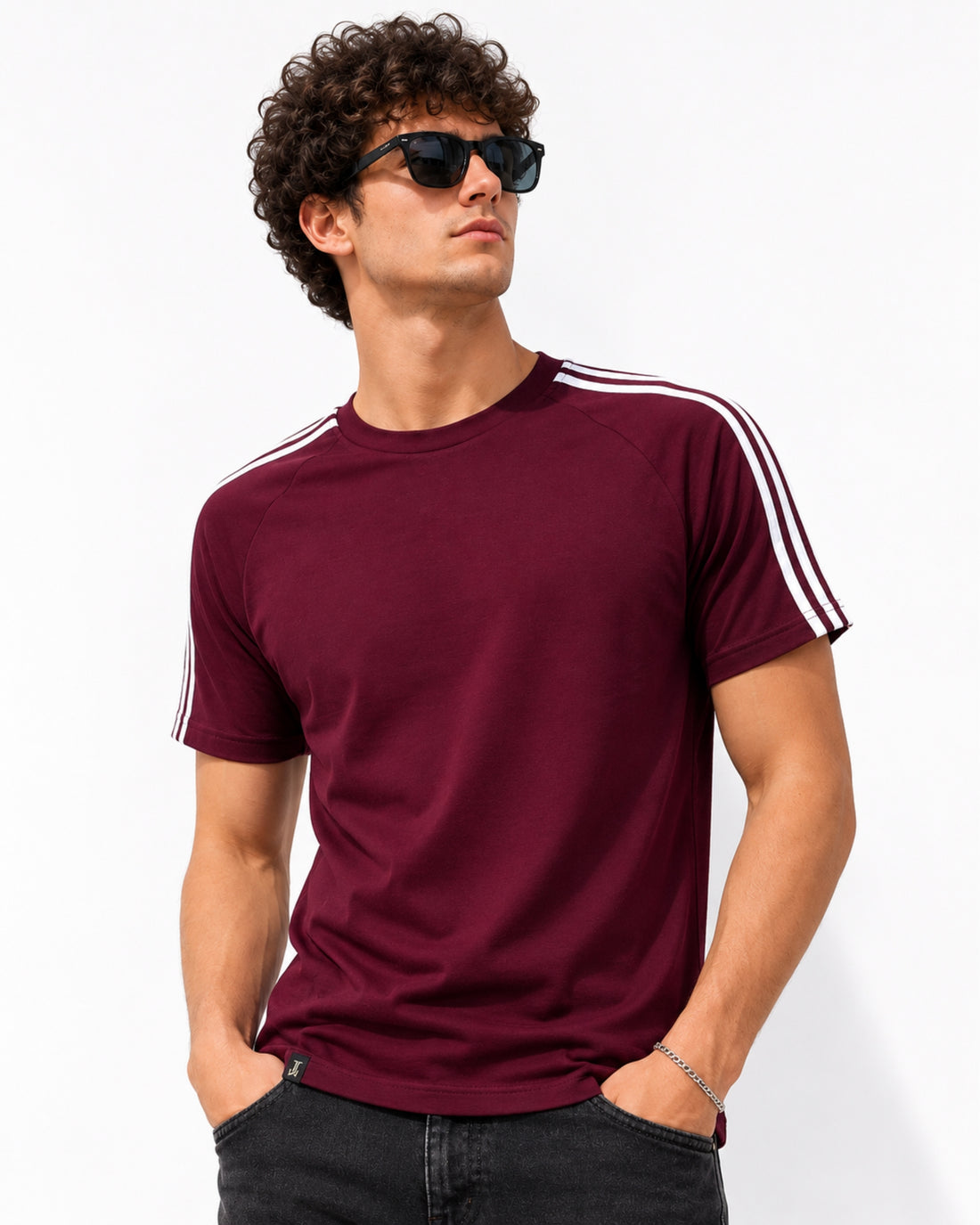 Men’s Signature Stripe Raglan T-Shirt - (Maroon)