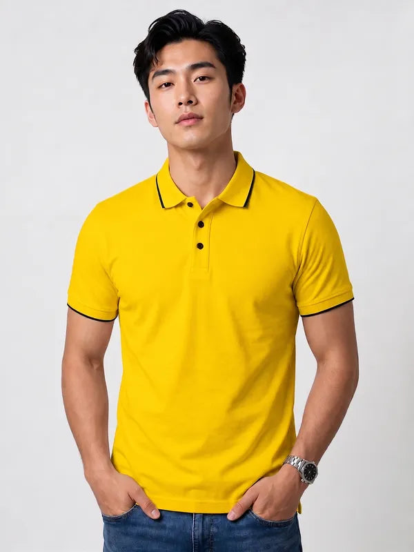 Men Half Sleeve Yellow Polo T-Shirt