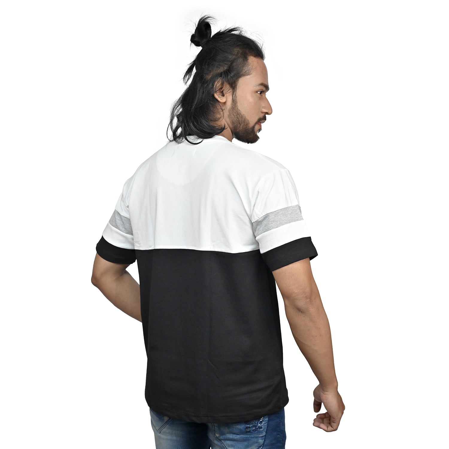 JACOB LOUIS Soft Cotton Lycra Regular Fit Round Neck Tshirt For Men - White, Grey & Black  Pack of 1