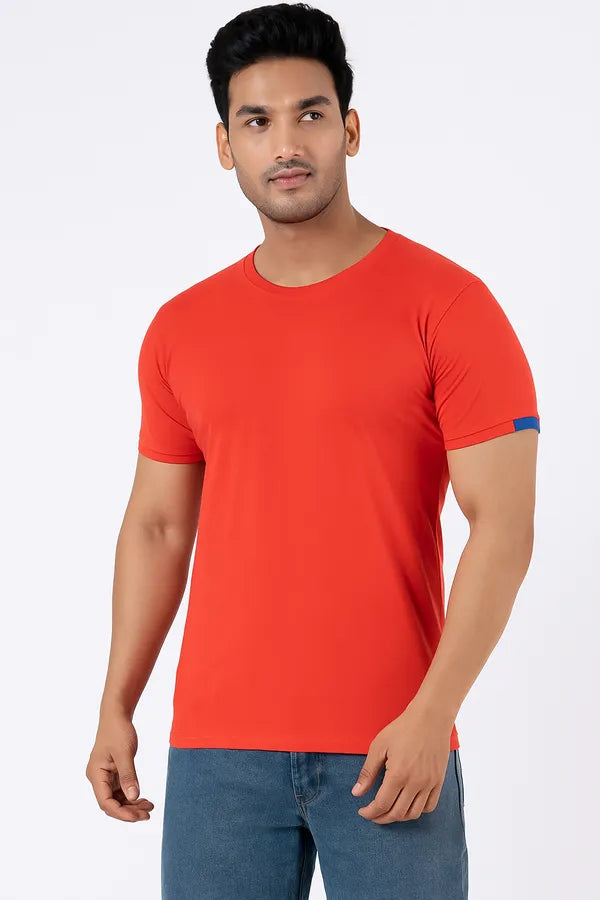 Red Pure Cotton Round Neck T-Shirt