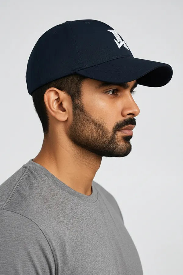 Navy Blue Stylish Baseball Cap Made From Premium Polyester With Adjustable Metal Buckle For Unisex
