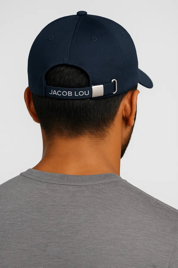 Navy Blue Stylish Baseball Cap Made From Premium Polyester With Adjustable Metal Buckle For Unisex