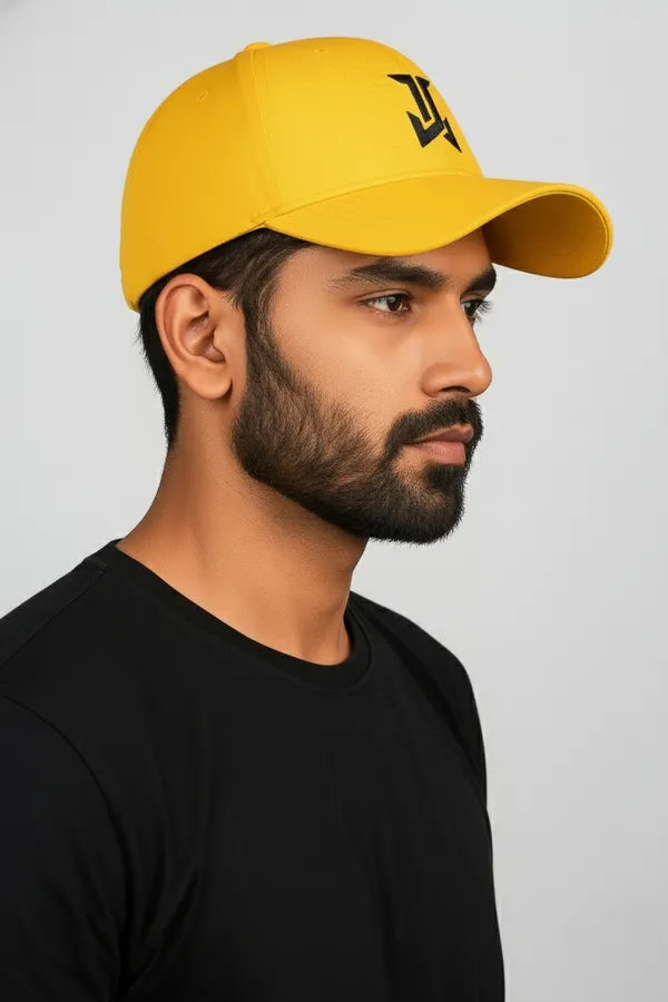 Yellow Stylish Baseball Cap Made From Premium Polyester With Adjustable Metal Buckle For Unisex