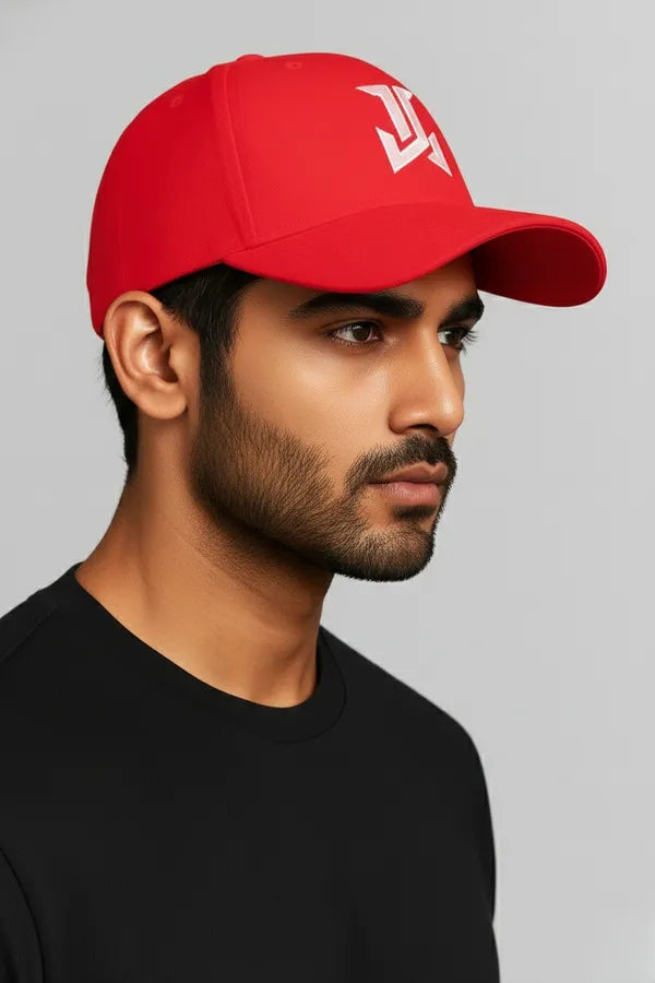 Red Stylish Baseball Cap Made From Premium Polyester With Adjustable Metal Buckle For Unisex