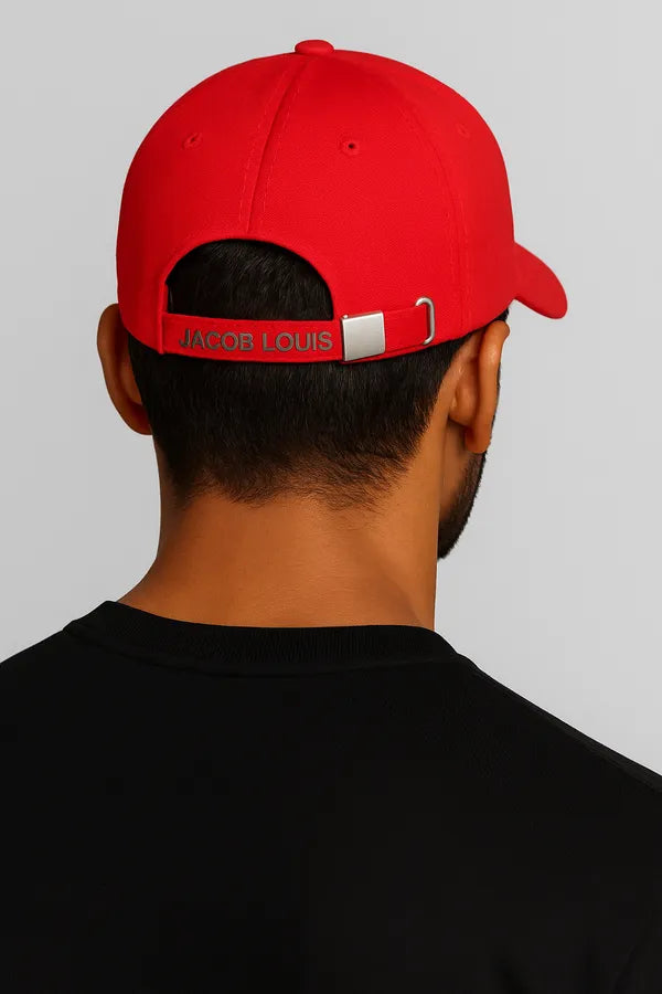 Red Stylish Baseball Cap Made From Premium Polyester With Adjustable Metal Buckle For Unisex
