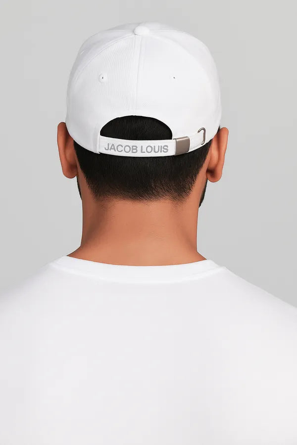 White Stylish Baseball Cap Made From Premium Polyester With Adjustable Metal Buckle For Unisex