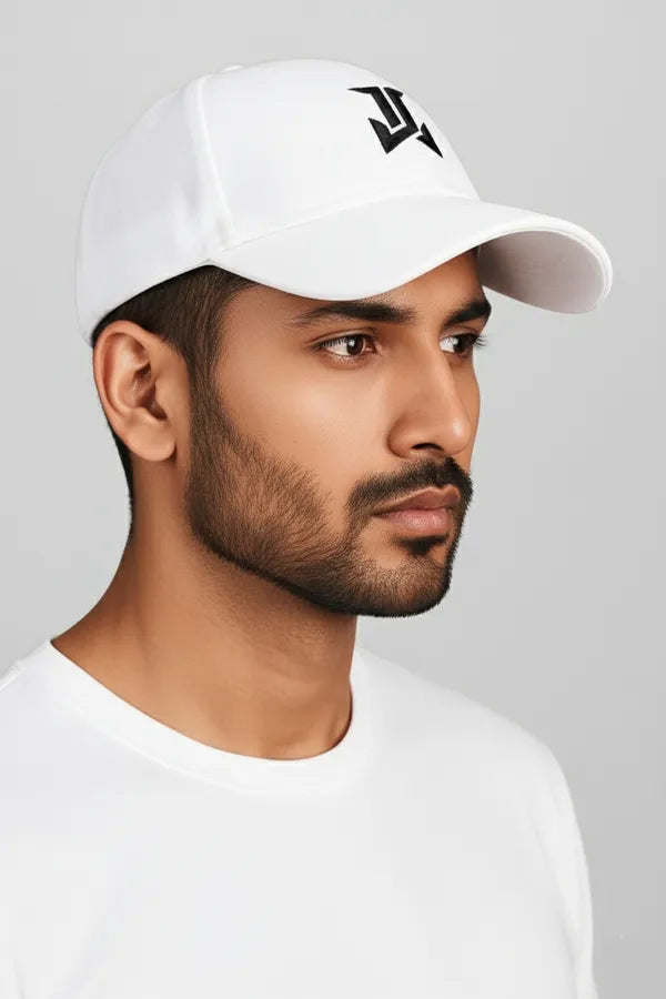 White Stylish Baseball Cap Made From Premium Polyester With Adjustable Metal Buckle For Unisex